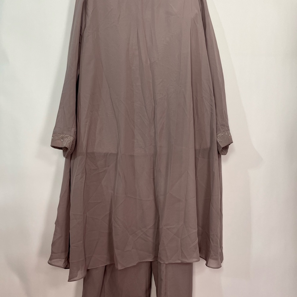 Dusty Mauve Purple Mother of Bride Son 3 Piece Set Pants Top Shrug Sz 24W NWT - Picture 3 of 8